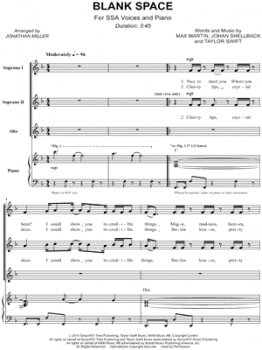Blank Space SSA Choir Sheet Music